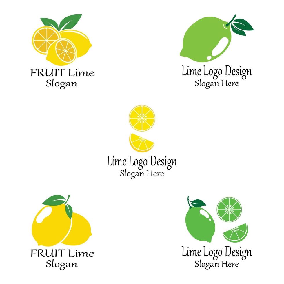fresh lemon lime logo vector template icon