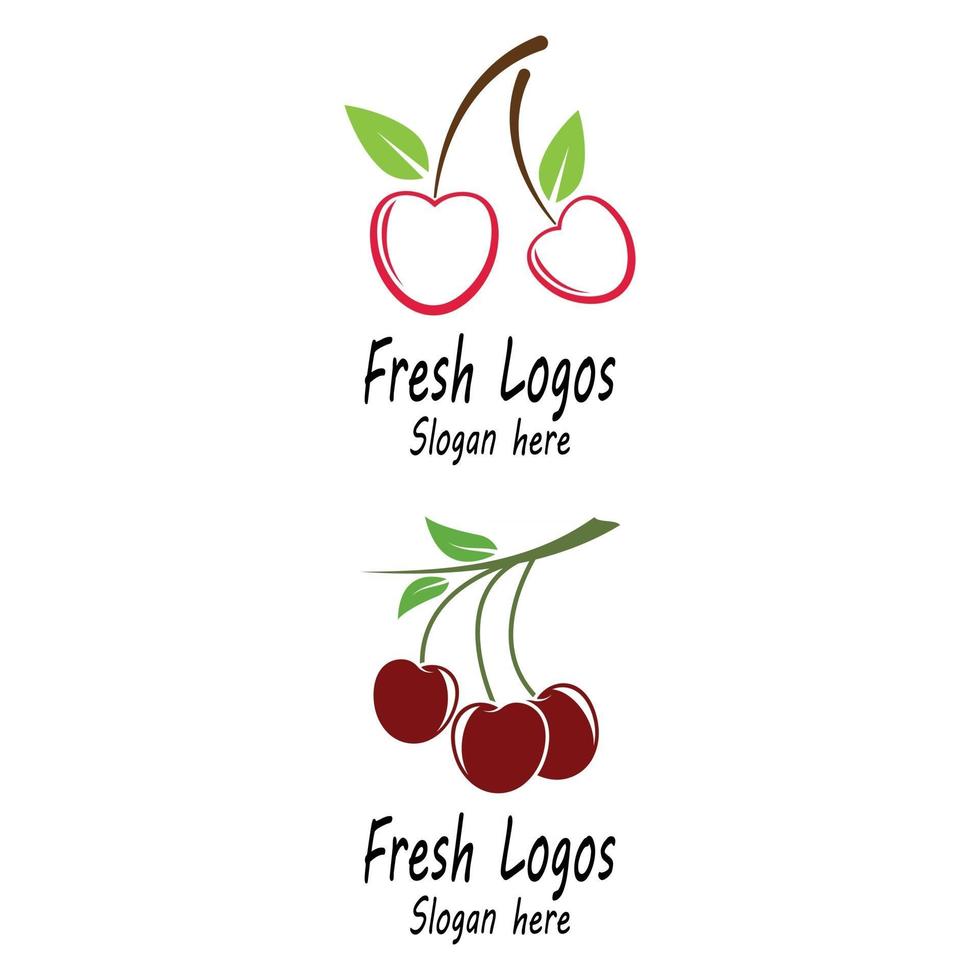 Ilustración de diseño de plantilla de logotipo de cereza vector