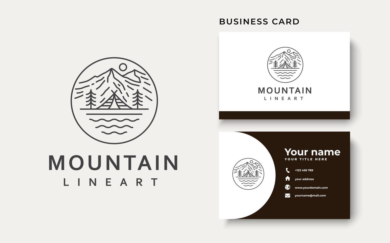 Mountain Lineart Badge Logo Template vector