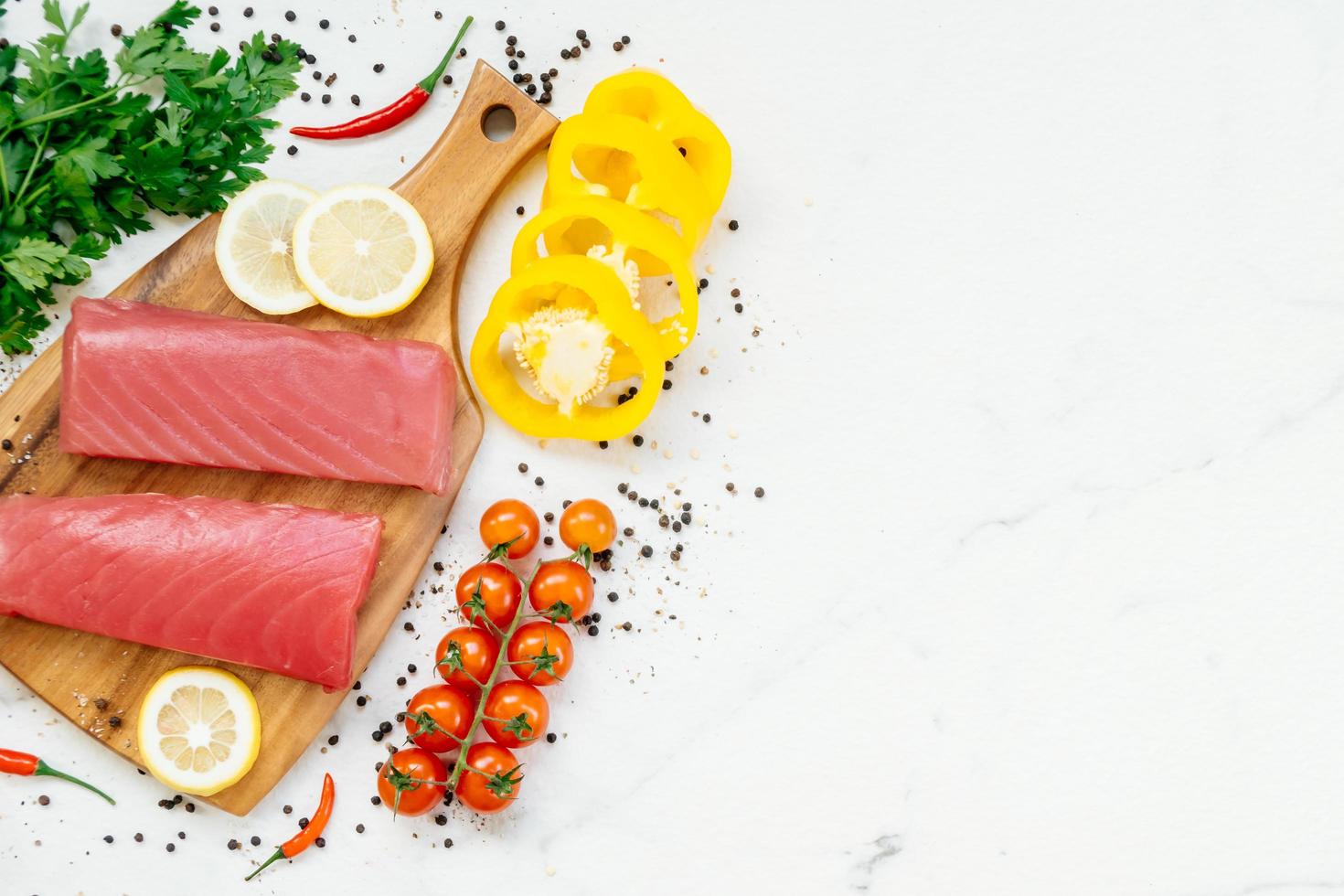 Raw tuna fish fillet meat photo