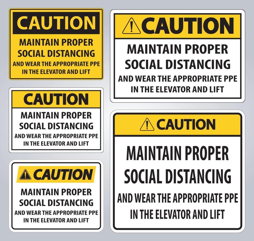 Caution Maintain Proper Social Distancing Sign Isolate On White Background,Vector Illustration EPS.10 vector