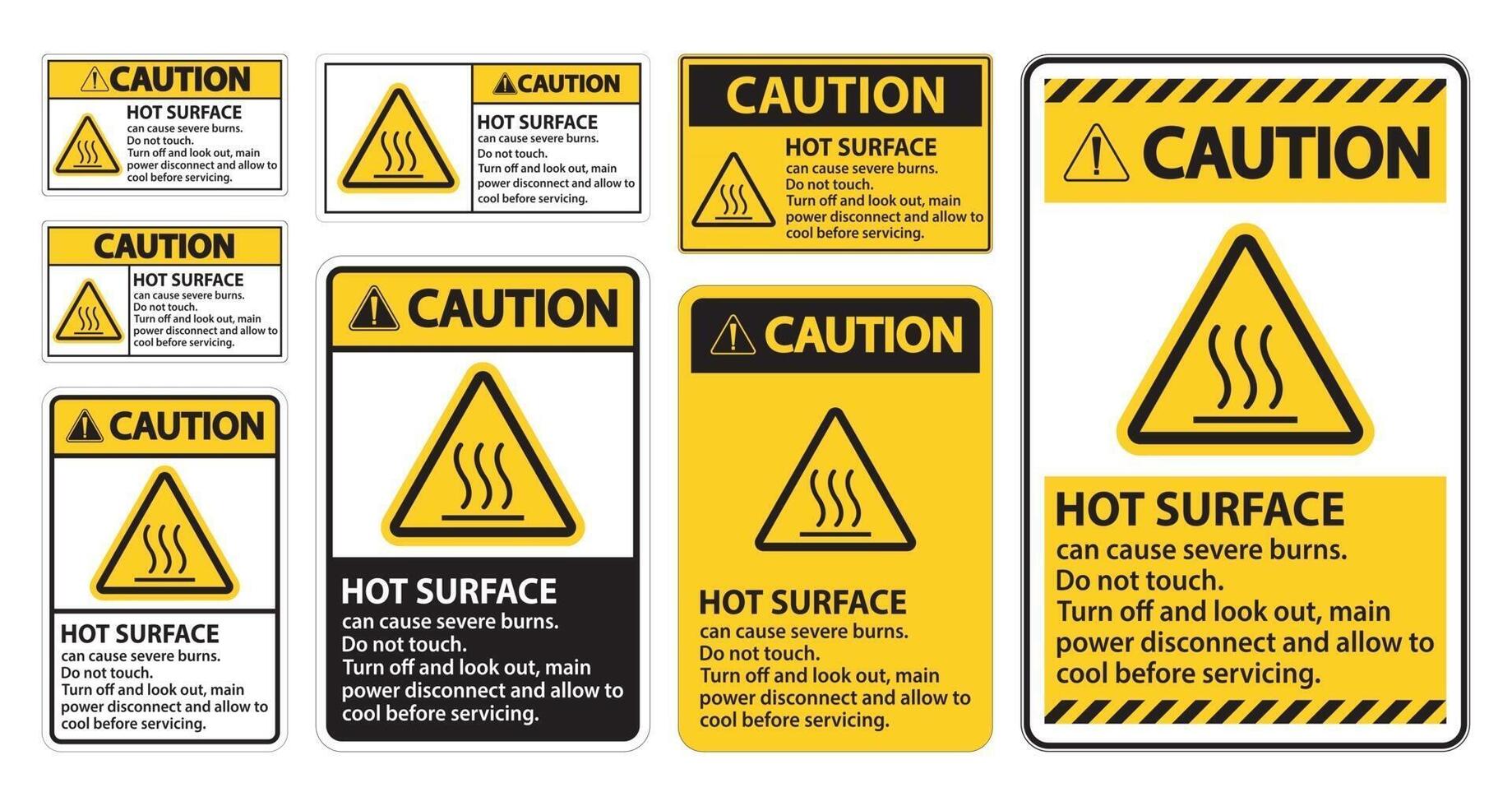 Caution Hot surface sign on white background vector