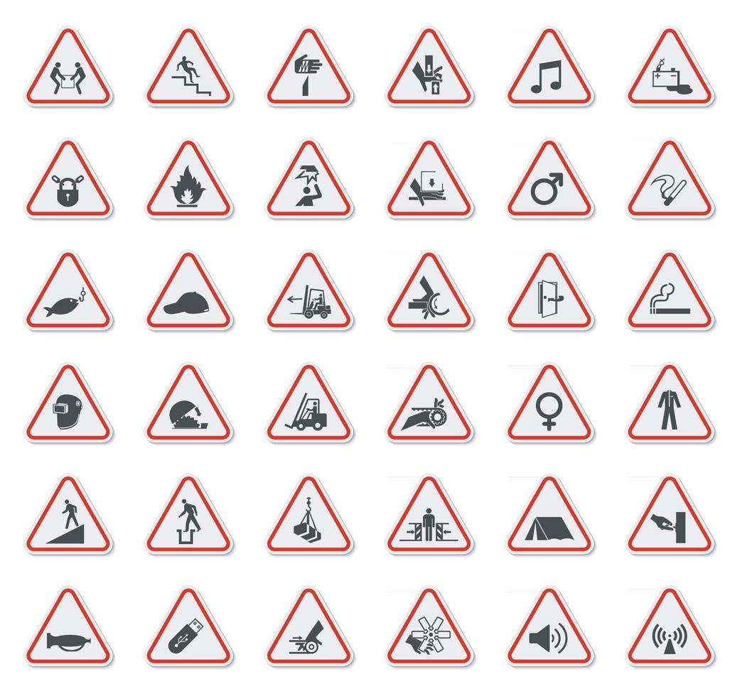 Warning Hazard Symbols labels Sign Isolate on White Background,Vector Illustration vector