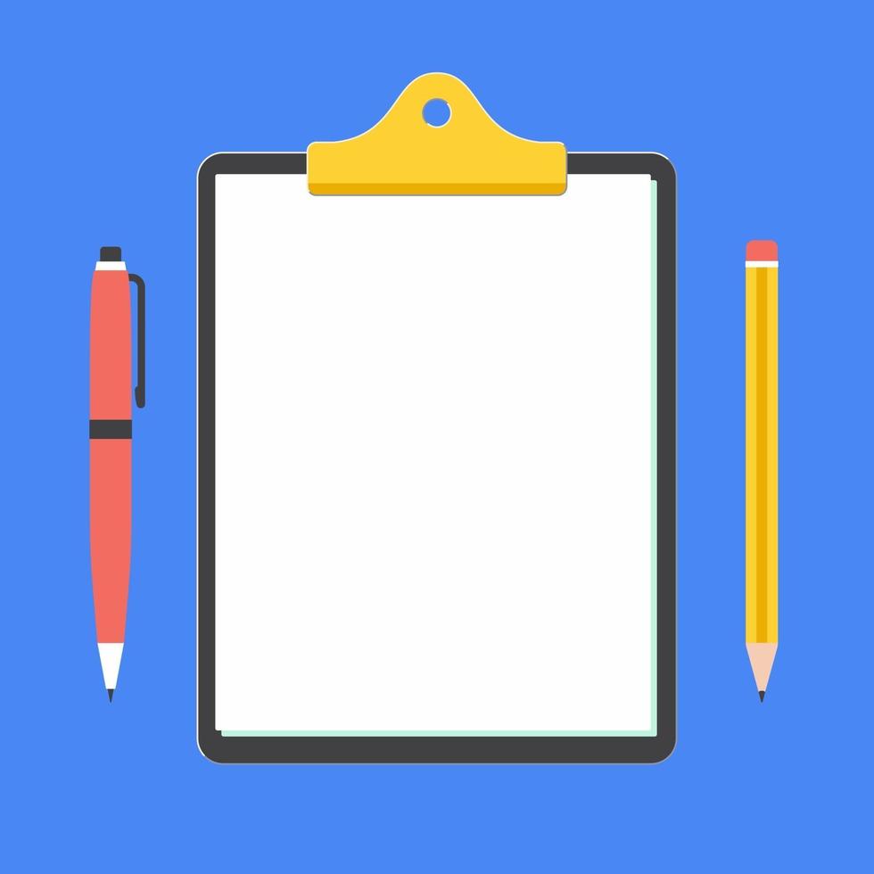 Clipboard with pen and pencil vector