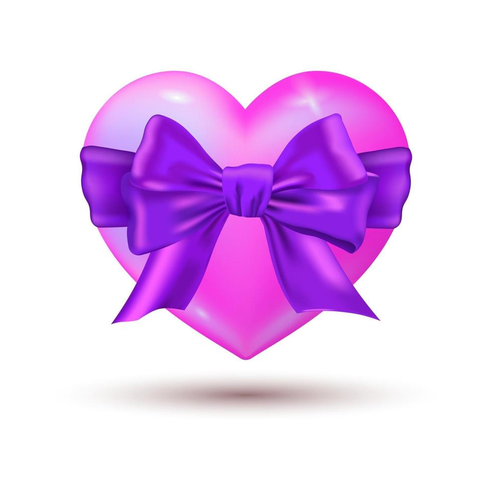 Violet Heart with a Bow vector