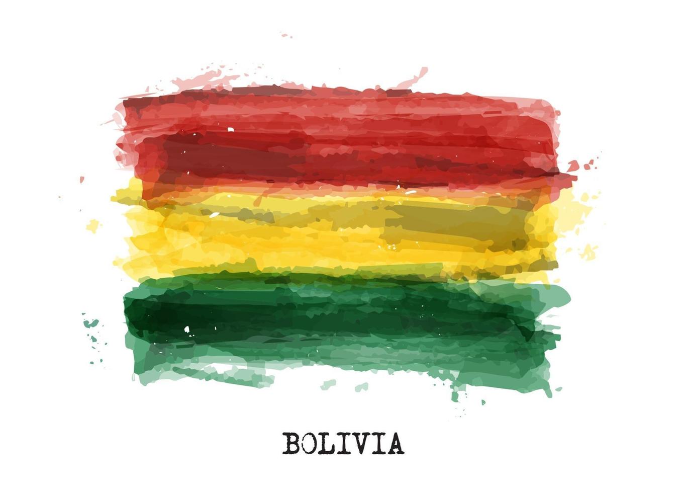 Realistic watercolor painting flag of Bolivia . Vector .