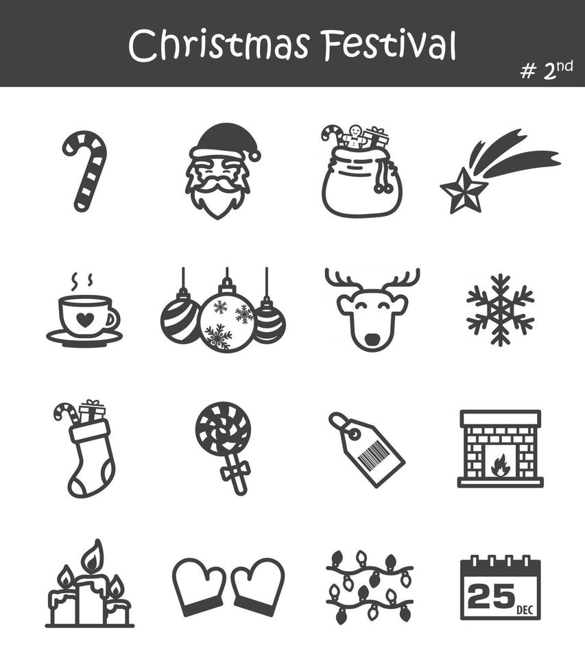 Christmas festival icon set vector