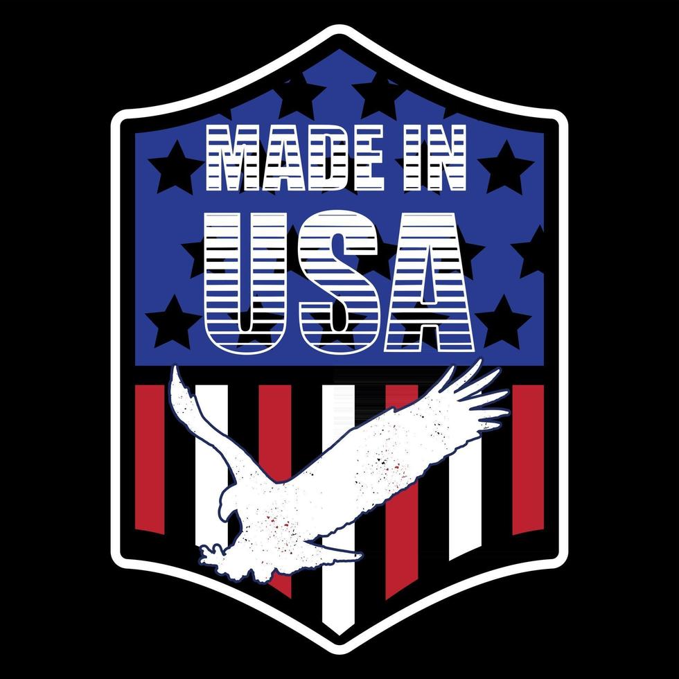 hecho en estados unidos con diseño de camiseta eagle american vector