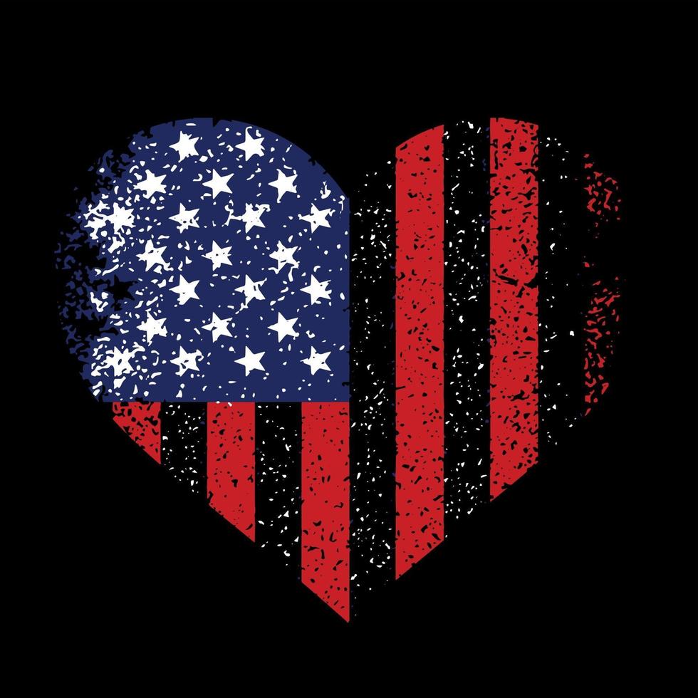 American heart Flag USA pattern vector