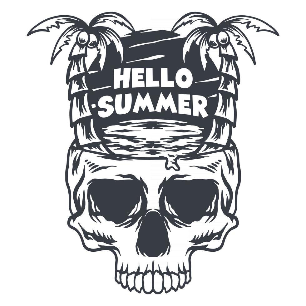 Skull summer monochrome vector