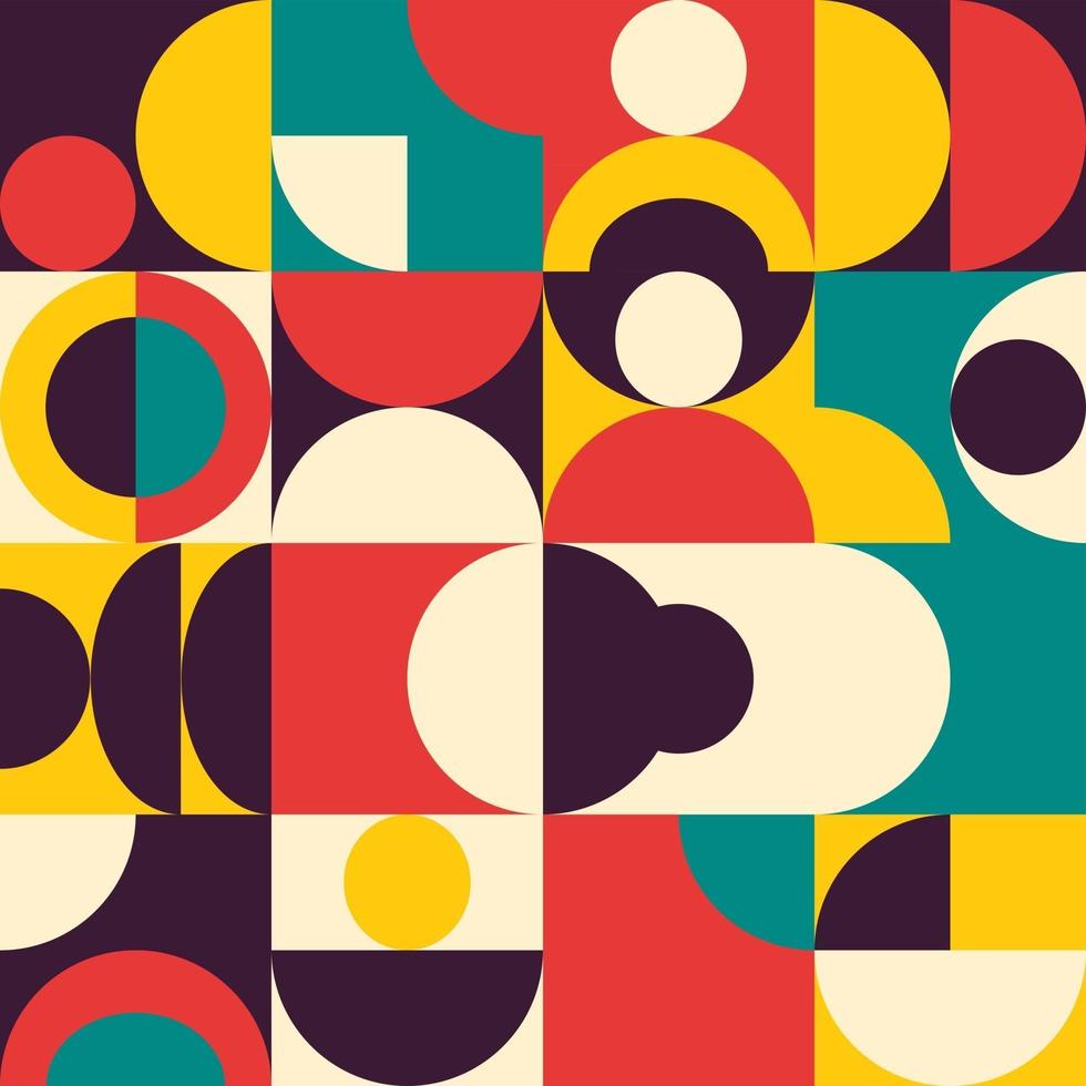 patrón abstracto geométrico de mediados de siglo con formas simples y una hermosa paleta de colores. composición de patrón geométrico simple, mejor uso en diseño web, tarjetas de visita, invitaciones, carteles, impresión textil. vector