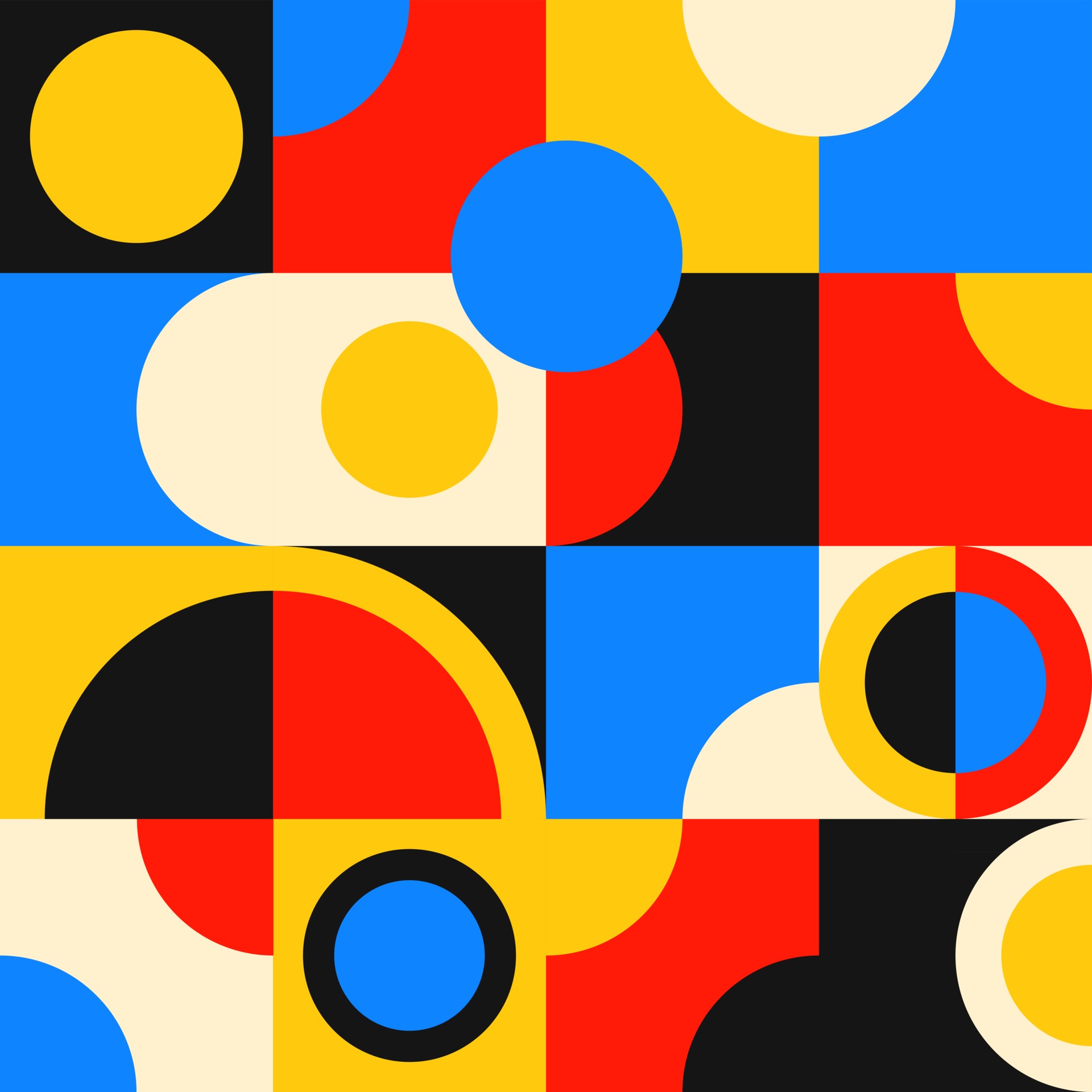 Mid century geometric abstract pattern with simple shapes and beautiful