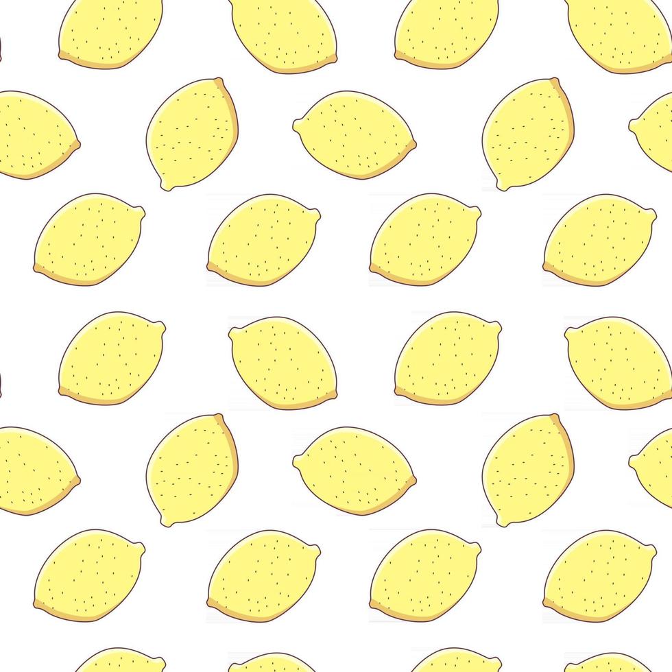 Seamless pattern with lemons on a white background. Vector illustration for summer design, endless texture