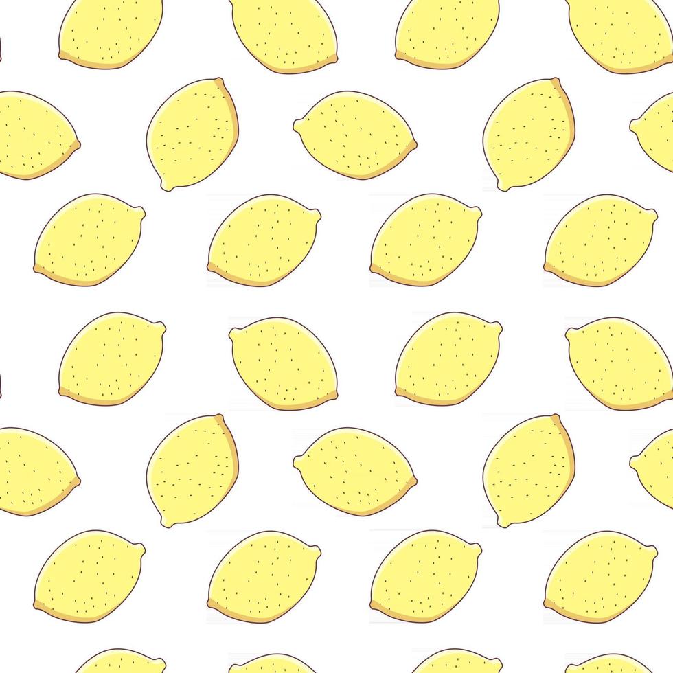 Seamless pattern with lemons on a white background. Vector illustration for summer design, endless texture