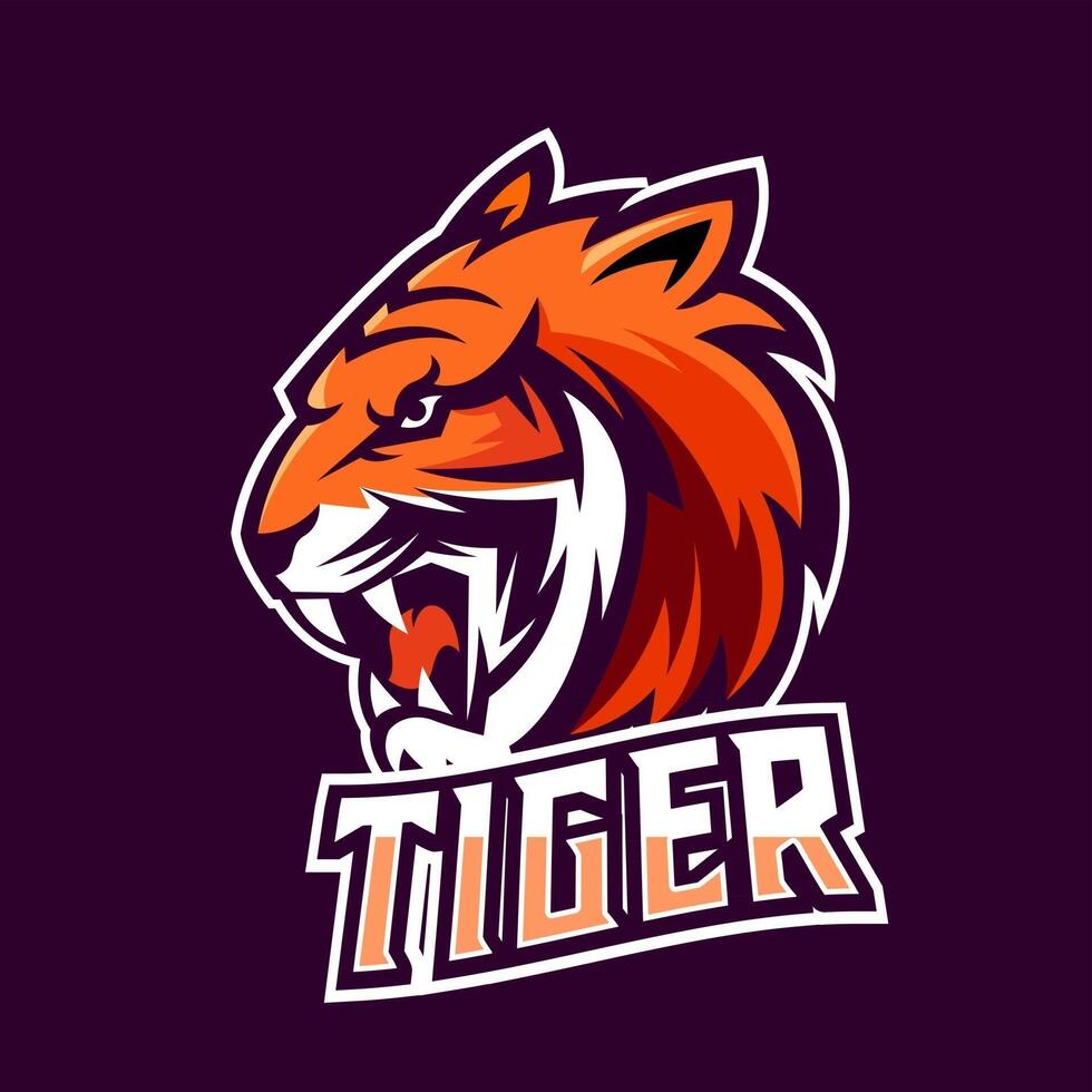 Tiger esport gaming mascot logo template vector