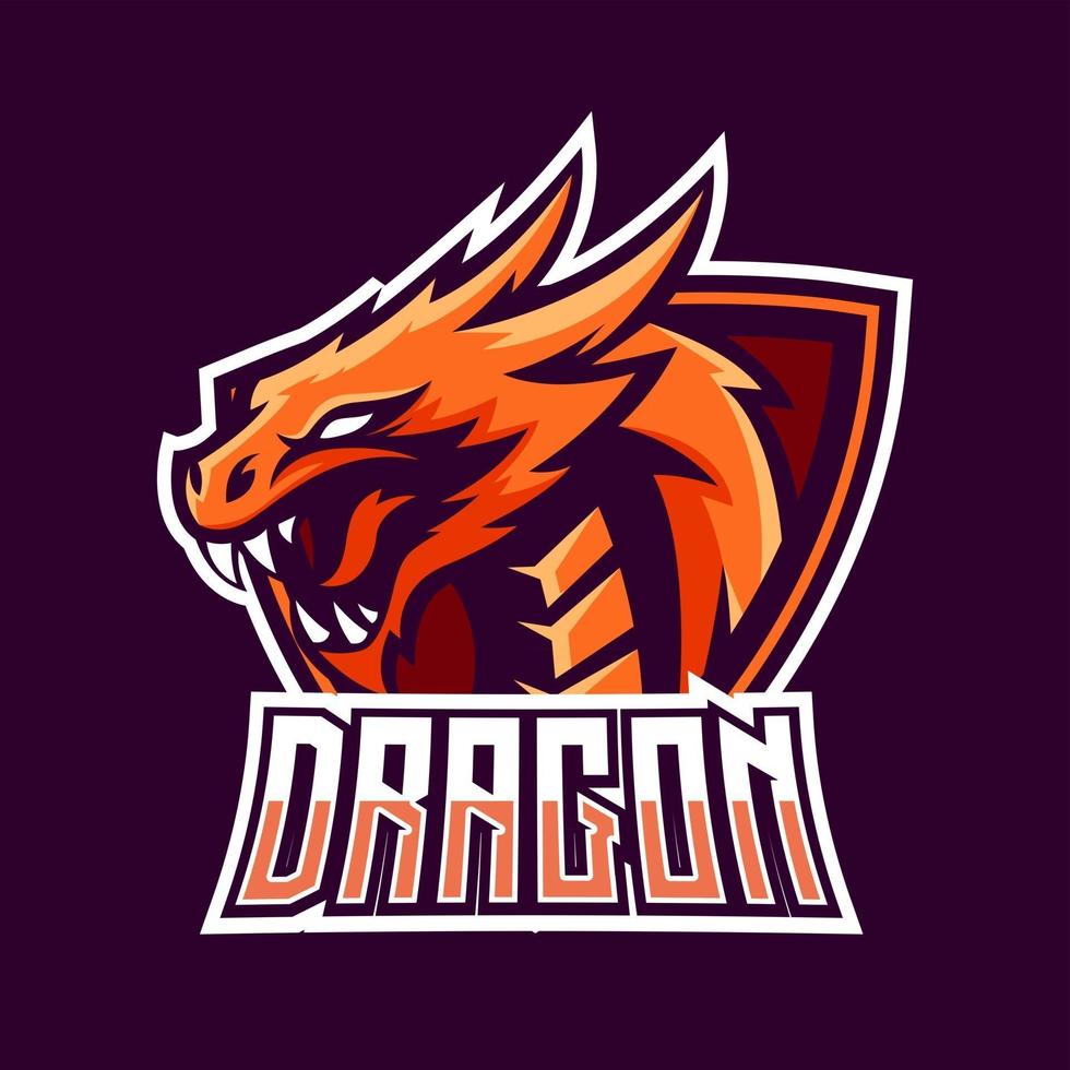 plantilla de logotipo de mascota de juego dragon esport vector