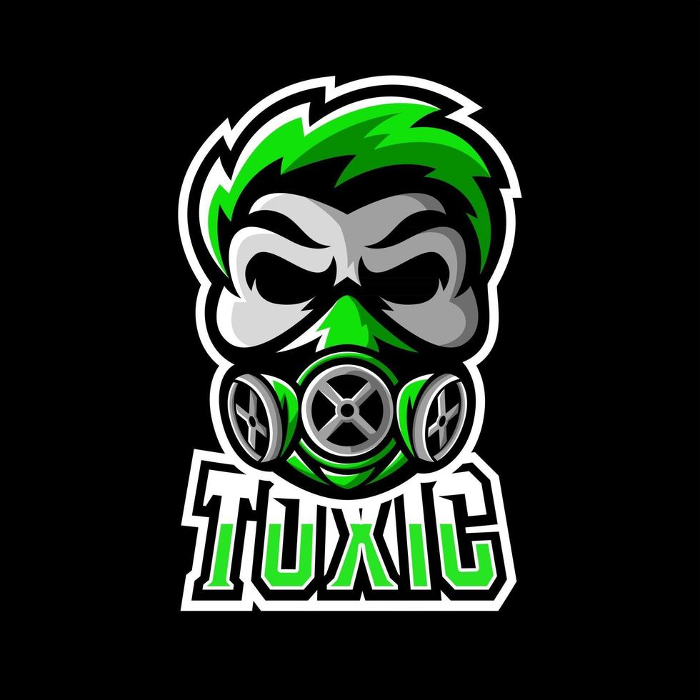 Toxic skull mask sport or esport gaming mascot logo template vector