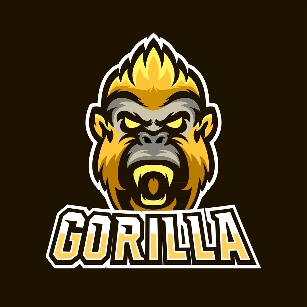 plantilla de logotipo de mascota de juego gorilla esport vector