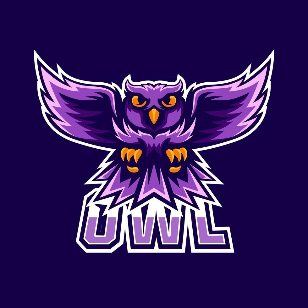 Owl bird esport gaming mascot logo template vector