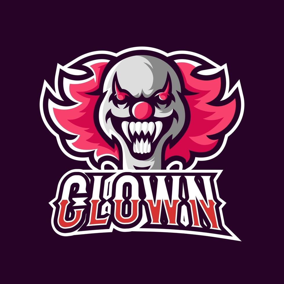 Clown mask sport or esport gaming mascot logo template vector