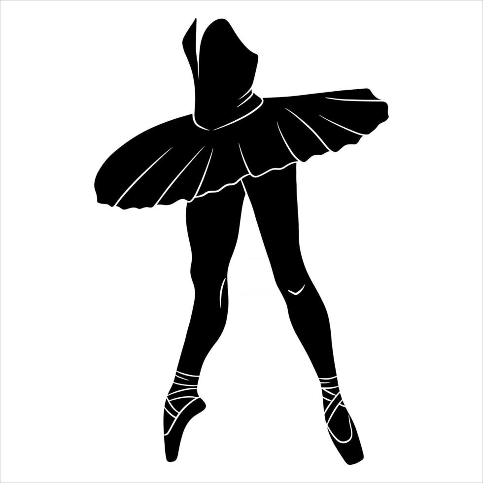 Ballet. Ballerina's legs in a tutu and pointe. Silhouette. vector