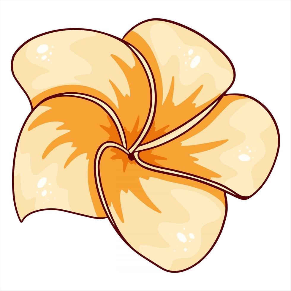 Tropical plant bright flower in cartoon style vector