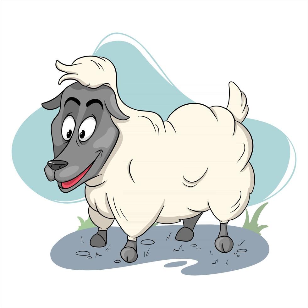 carácter animal oveja divertida en estilo de dibujos animados vector