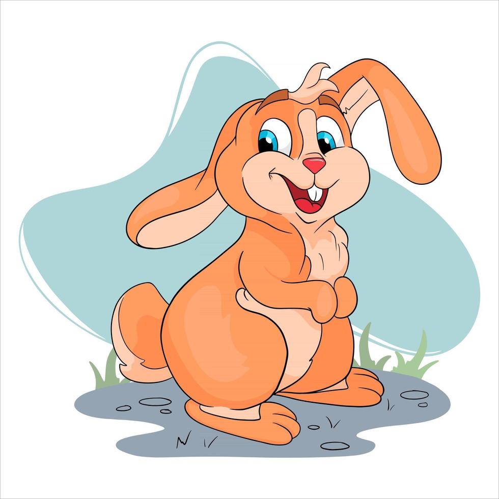 personaje animal conejo gracioso en estilo de dibujos animados vector