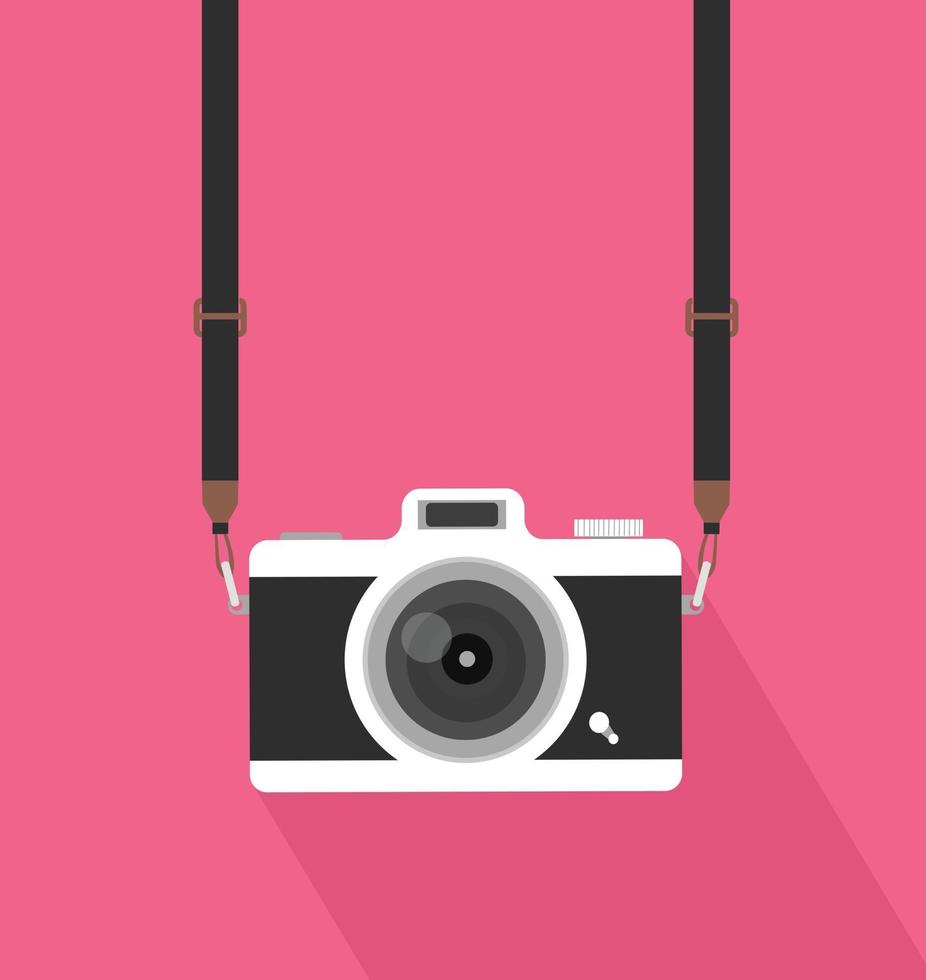 hanging vintage camera with  long shadow vector