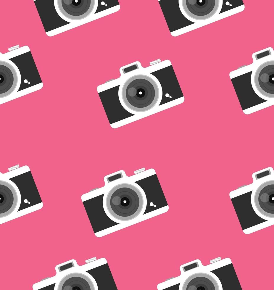 camera flat seamless pattern background vector