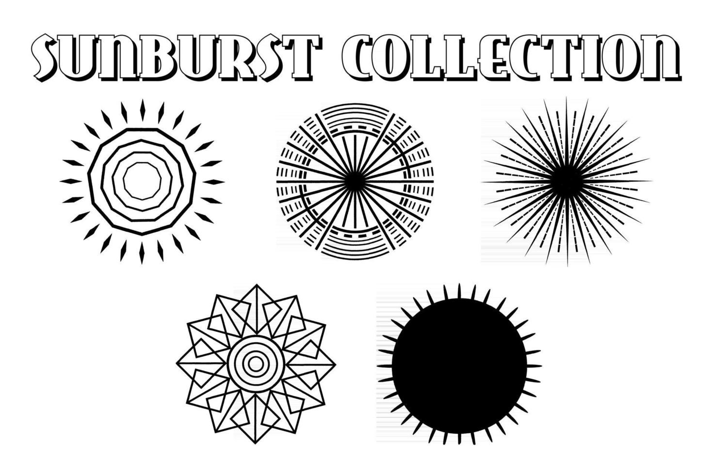 Sunburst line illustration. Sunrise. Vector illustration