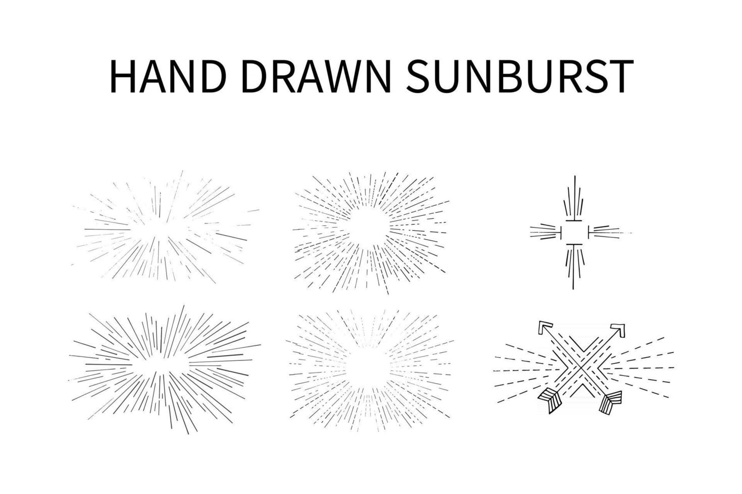 Set Of Hand Drawn Sunburst Vector eps 10
