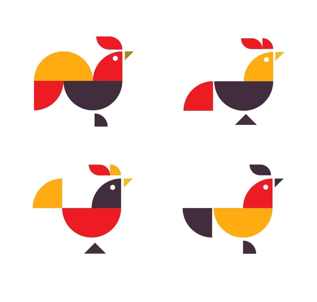Ilustración de vector de logotipo de gallo de pollo geométrico abstracto