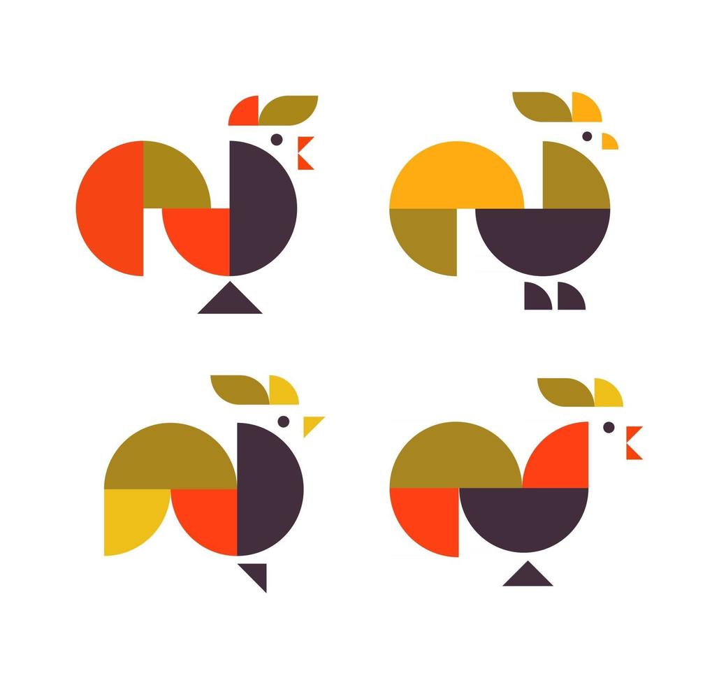 Abstract geometrical chicken rooster logo vector illustration