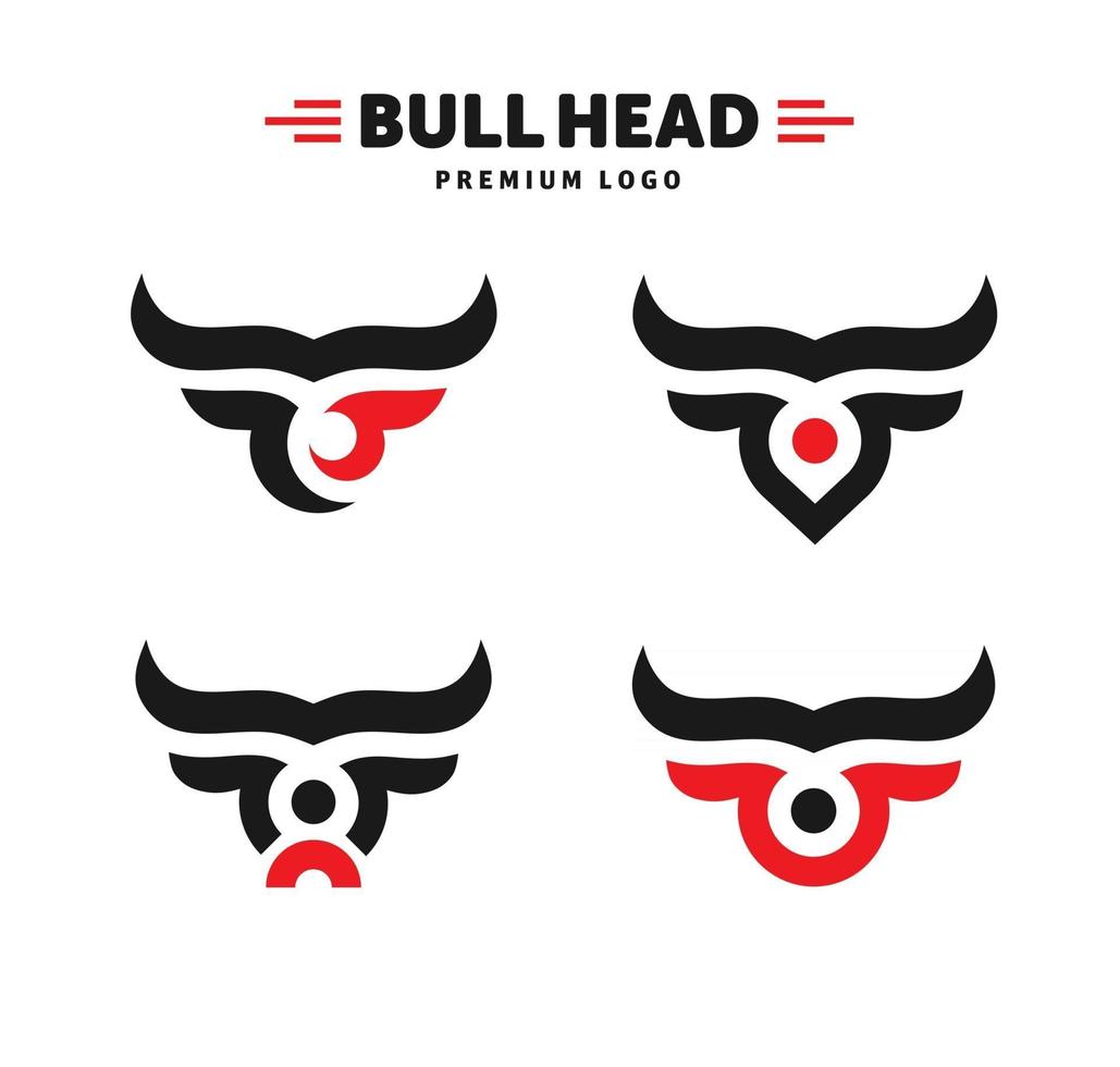 Ilustración de concepto de logotipo de vector de cabeza de toro simple abstracto