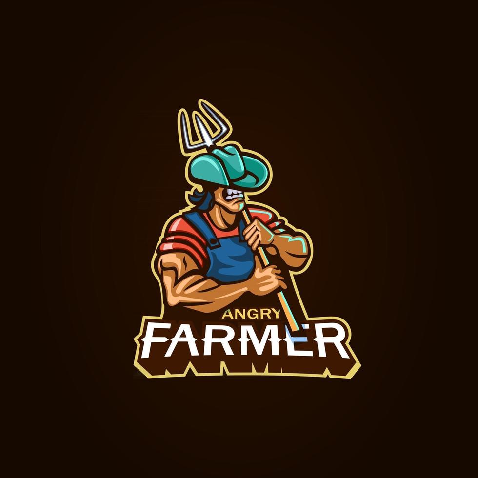 Farmer logo mascot vector concept