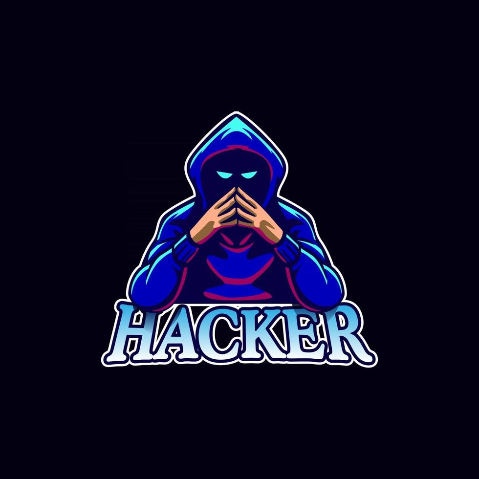 hacker, mascota, logotipo, icono, diseño, concepto vector