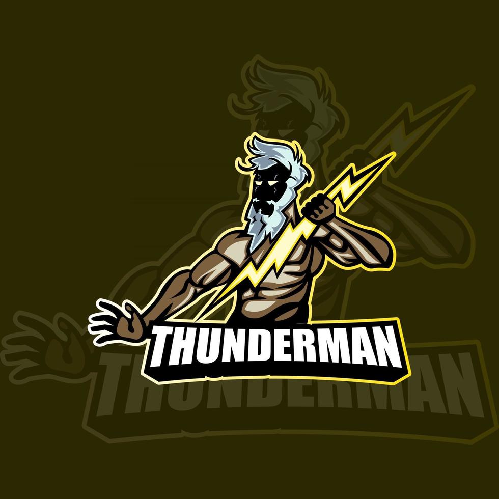 Thunder man mascot logo design vector