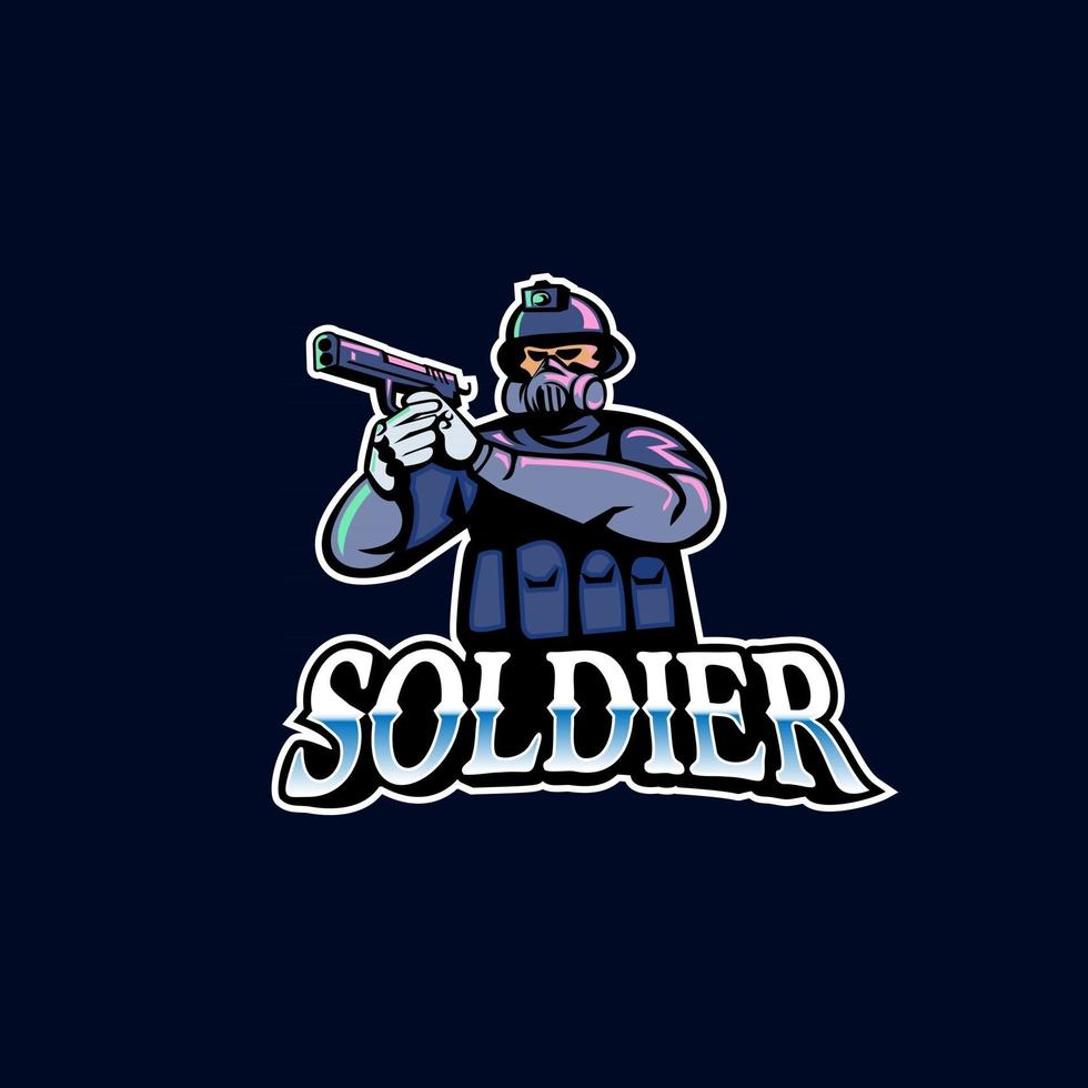 vector de diseño de logotipo de mascota de soldado