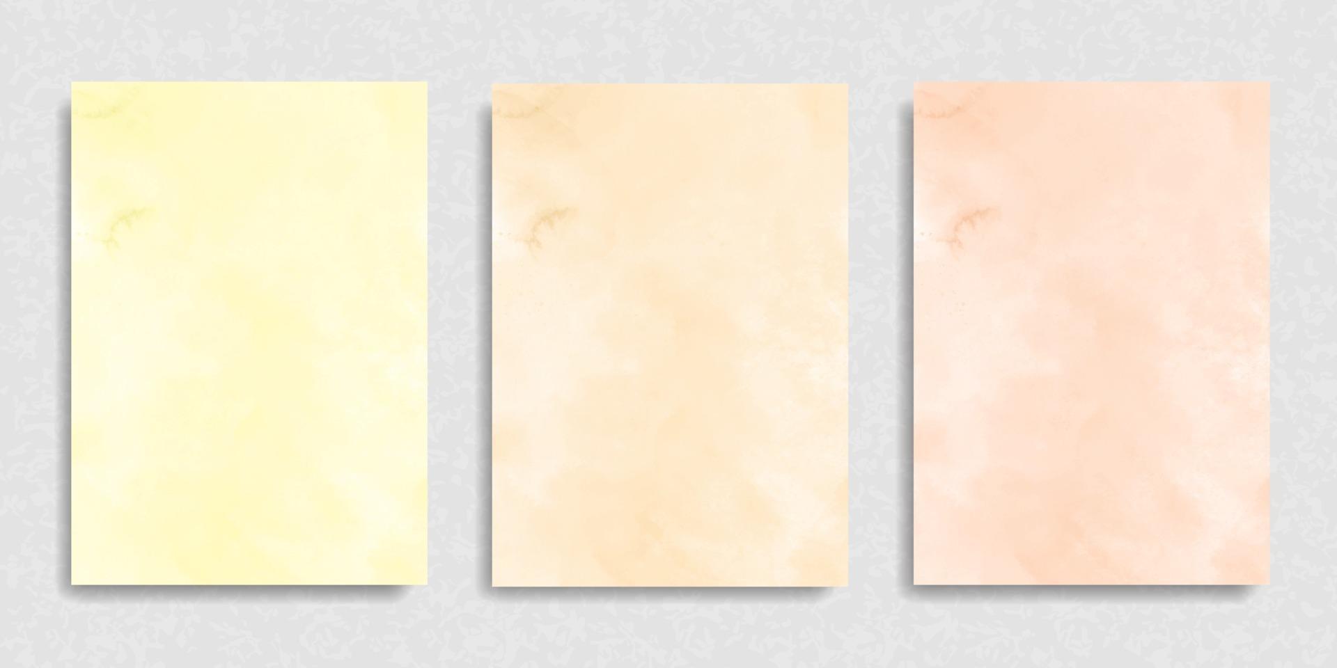 Set of watercolor peach beige yellow background vector