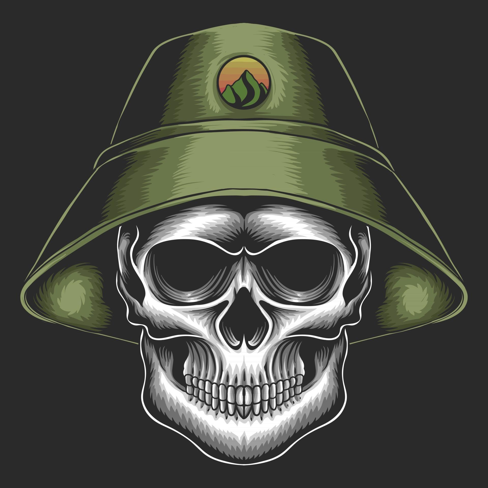 Skull bucket hat vector illustration 2815983 Vector Art at Vecteezy