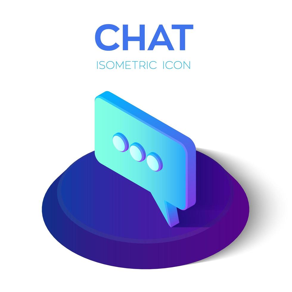 icono de chat. Signo de chat isométrico 3d. creado para móvil, web, decoración, productos impresos, aplicación. perfecto para diseño web, banner y presentación. vector