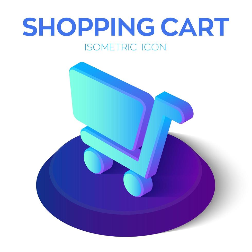 icono de carrito. Icono de carro de compras isométrico 3D. creado para móvil, web, decoración, productos impresos, aplicación. perfecto para diseño web, banner y presentación. vector