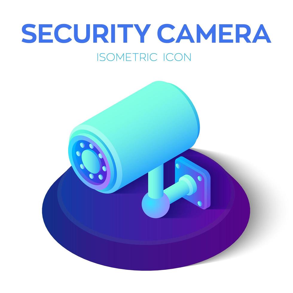 Security camera isometric icon. 3D CCTV Camera icon. Security Surveillance CCTV Camera Watch. Video surveillance. Security equipment and security guard. vector