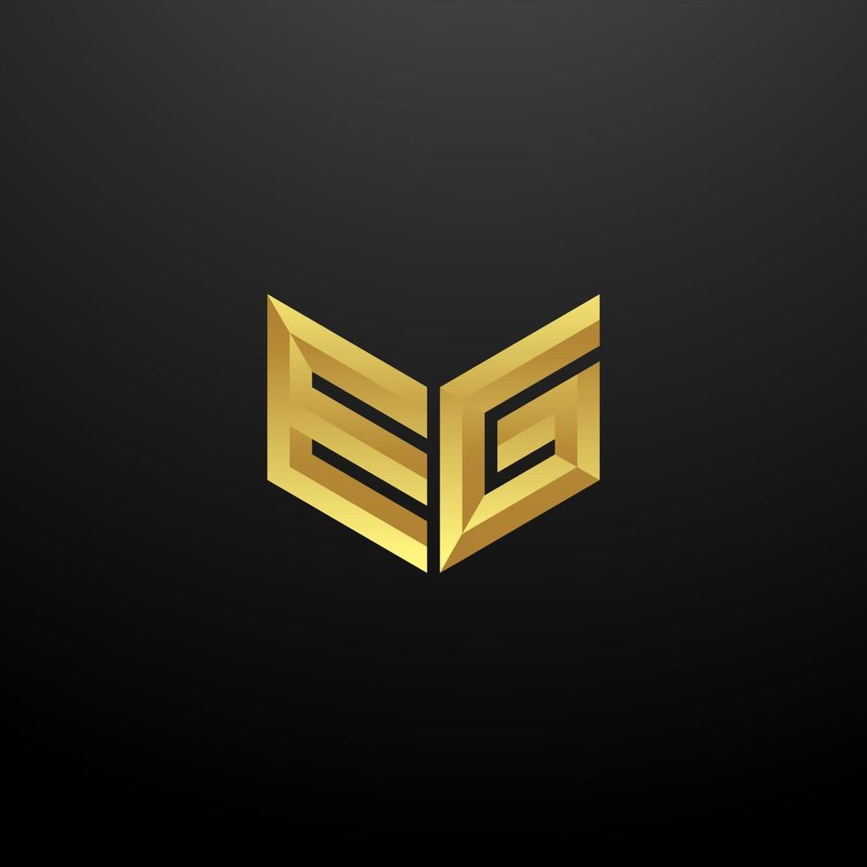 EG Logo Monogram Letter Initials Design Template with Gold 3d texture vector
