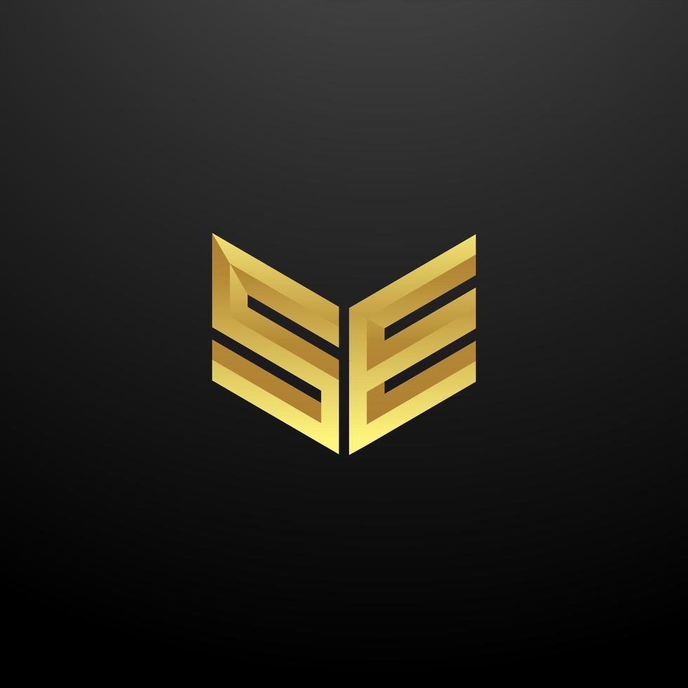 SE Logo Monogram Letter Initials Design Template with Gold 3d texture vector
