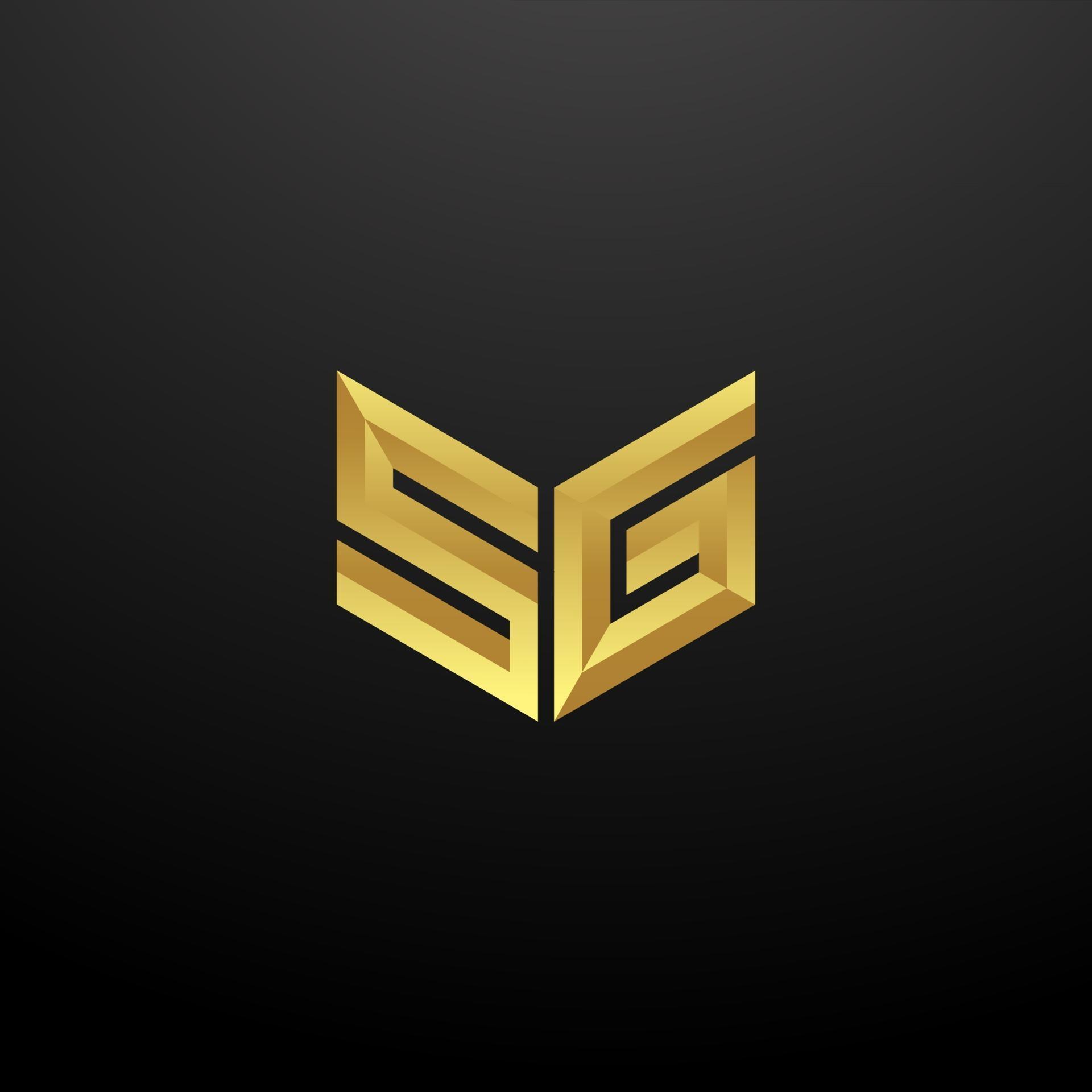 SG Logo Monogram Letter Initials Design Template with Gold 3d texture
