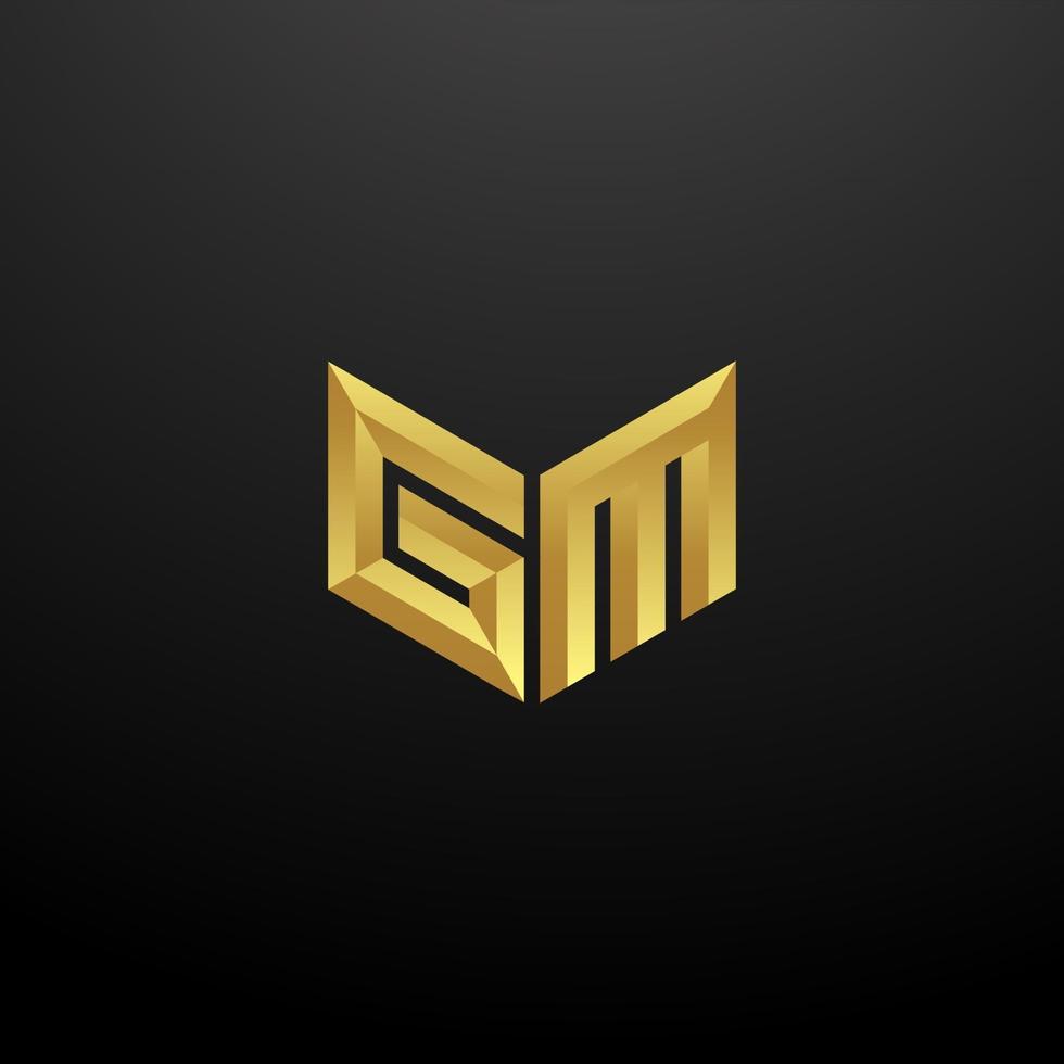 GM Logo Monogram Letter Initials Design Template with Gold 3d texture vector
