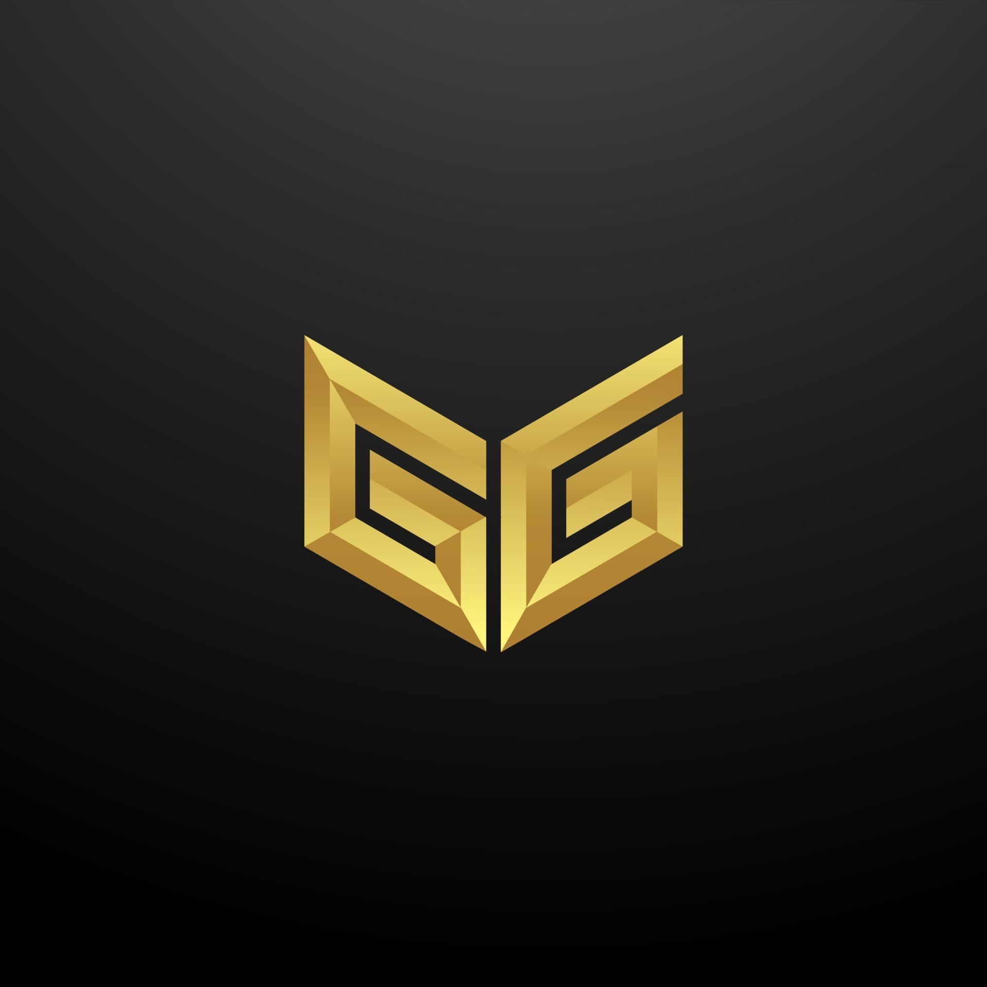 GG Logo Monogram Letter Initials Design Template with Gold 3d texture ...