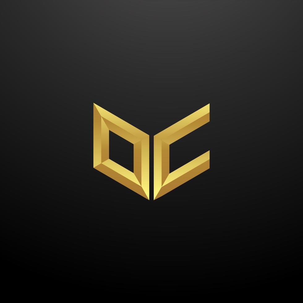 OC Logo Monogram Letter Initials Design Template with Gold 3d texture vector